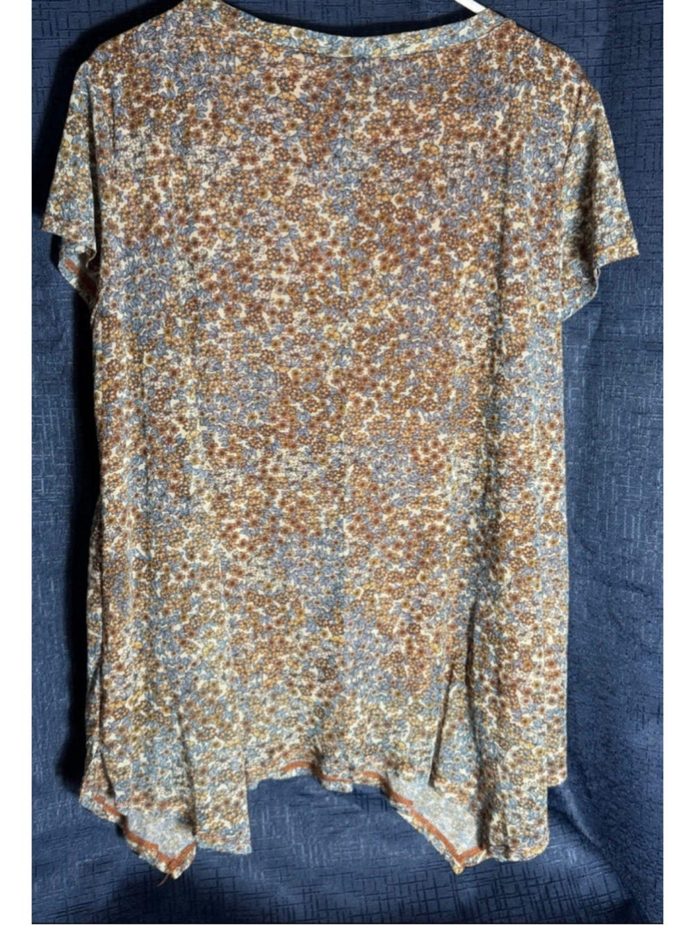 Women's SKYE'S THE LIMIT Short Sleeve Tee XL Brown Blue Floral cottagecore y2k - Picture 2 of 3